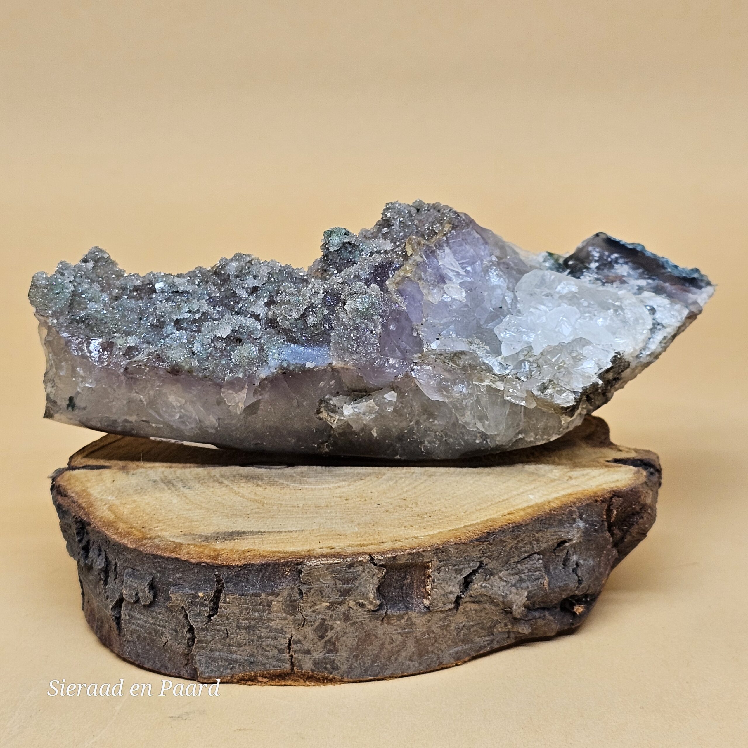 Chalcedoon met Amethist cluster 296 gram - Afbeelding 3