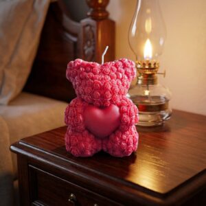 Valentijn Beren Kaars Met Hart Handgemaakt